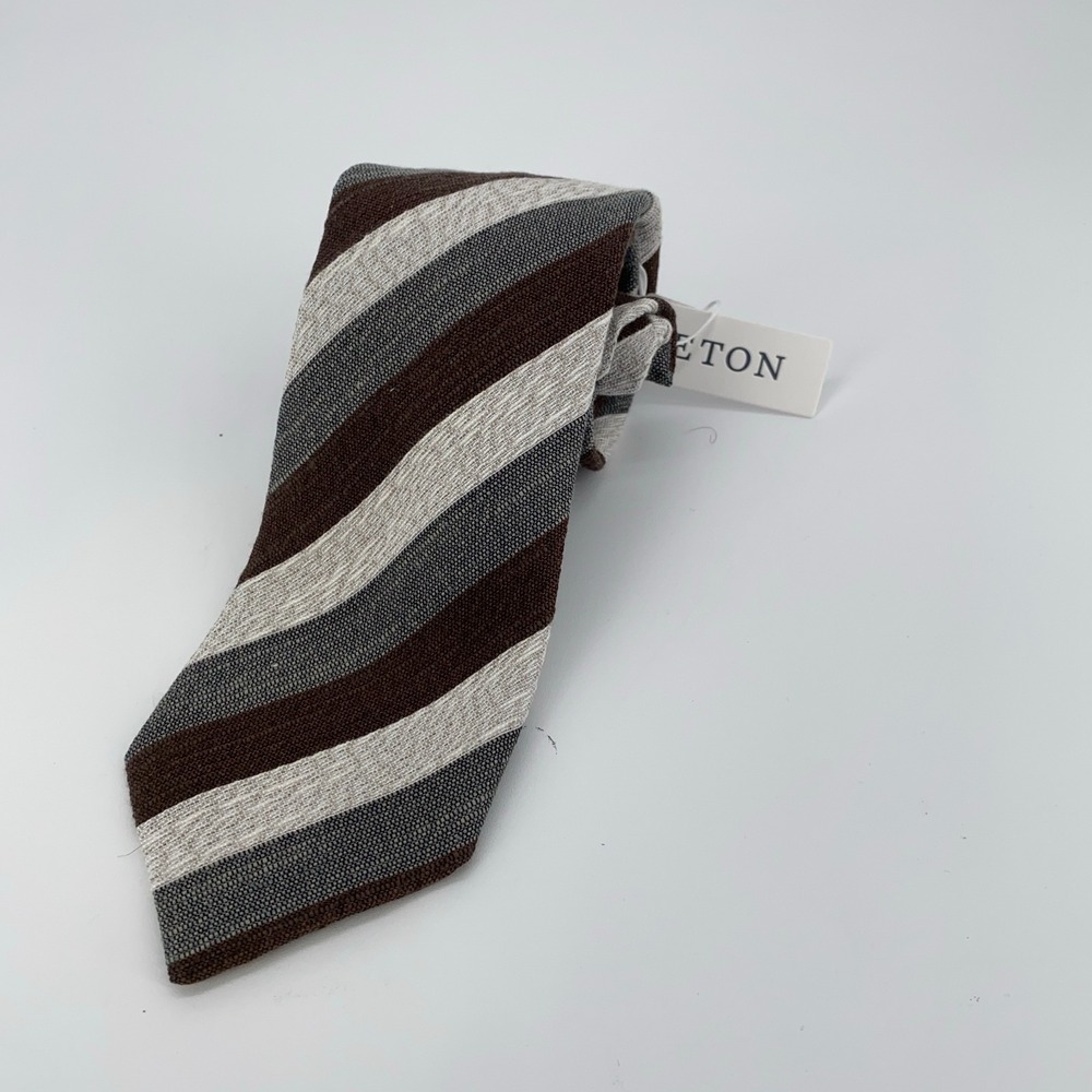 Eton Tie Men One Size Colorful Striped Silk Blend Classic Necktie Italy Made NWT
